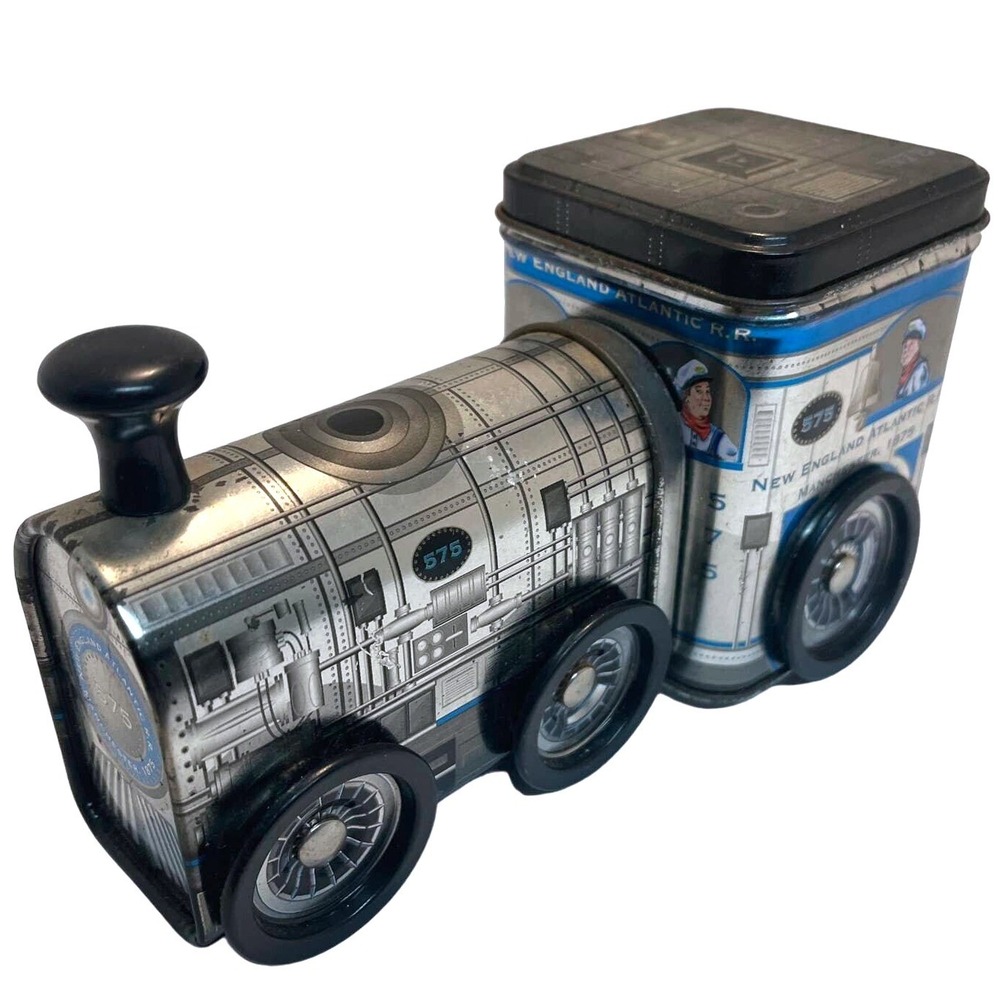 New England Atlantic R.R. Train Tin Container Decorative Collectible Musical